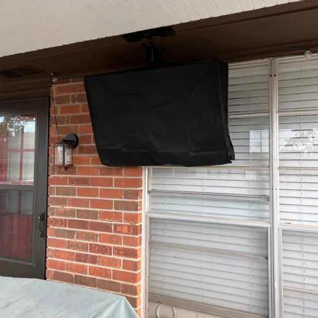 Alt view image 7 of 7 - Waterproof Outdoor TV Covers for 55 to 58 inches Outside TV, 600D Thick Fabric TV Screen Protector Cover with Remote Control Pocket - Size 55''W x 35''H x 5.5''D