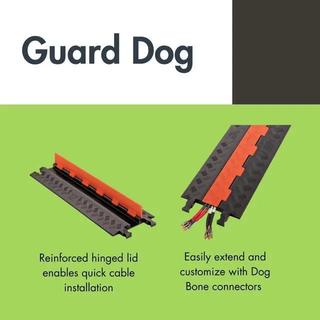 Alt view image 3 of 7 - 1 Channel Low Profile Drive Over Cable Protector, Heavy Duty Loads up to 26,000 Pounds, Polyurethane Construction, Improved Traction and Stability, Black/Orange, GD1X75-ST-O/B
