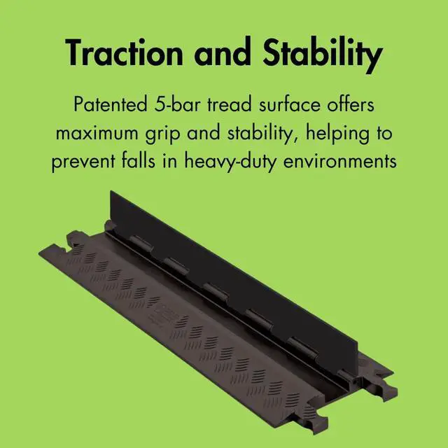 Alt view image 4 of 7 - 1 Channel Low Profile Drive Over Cable Protector, Heavy Duty Loads up to 26,000 Pounds, Polyurethane Construction, Improved Traction and Stability, Black/Orange, GD1X75-ST-O/B
