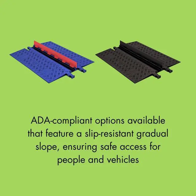 Alt view image 6 of 7 - 1 Channel Low Profile Drive Over Cable Protector, Heavy Duty Loads up to 26,000 Pounds, Polyurethane Construction, Improved Traction and Stability, Black/Orange, GD1X75-ST-O/B