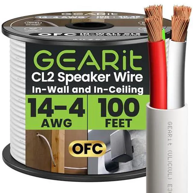 Alt view image 2 of 7 - in Wall Speaker Wire,OFC Speaker Wire 14 Gauge 100FT UL CL2 Rated | 14 Gauge 14/4 Speaker Wire with Foot Markers,Polarity Marked for In-Wall Home Theater,Car Stereo,Commercial Audio(OFC,White)