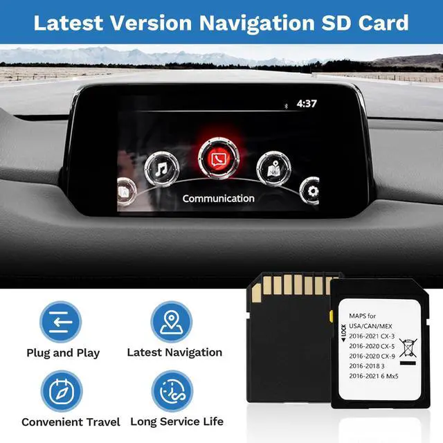 Alt view image 2 of 6 - Navigation SD Card for Mazda CX-5/CX-9 2016-2020, Mazda 3 2014-2018 | for Mazda 6/CX-3/MX-5 2016-2024, Car GPS Navigation System for USA/Canada/Mexico