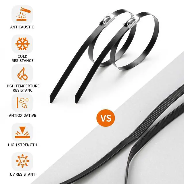 Alt view image 5 of 6 - Stainless Steel Cable Tie Gun Set, with 300PCS Black Metal Zip Ties (100 Each of 6, 8, 11.8 Inch), Adjustable Fastening Cutting Tie Tool Sets for Fencing, Exhaust Pipes, Automotive