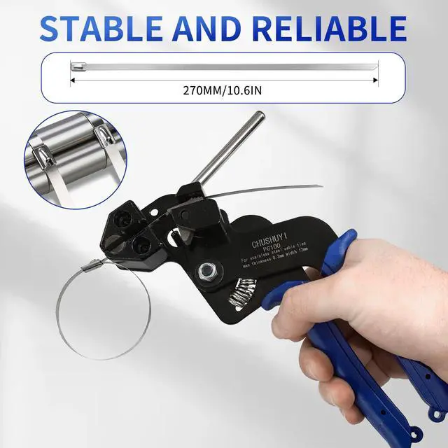 Alt view image 2 of 6 - Heavy Steel Cable Tie ToolStainless Steel Zip Tie Gun, Metal Tie Wrap Gun Kit, Duty Outdoor Adjustable Fastening Cutting Tie Tool Sets with 100pcs Self-Locking Metal Steel Zip Ties