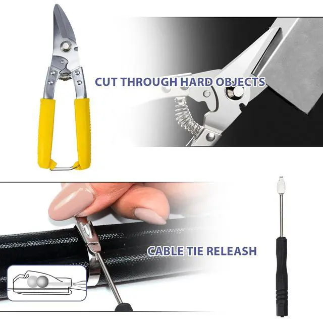 Alt view image 3 of 6 - Heavy Steel Cable Tie ToolStainless Steel Zip Tie Gun, Metal Tie Wrap Gun Kit, Duty Outdoor Adjustable Fastening Cutting Tie Tool Sets with 100pcs Self-Locking Metal Steel Zip Ties