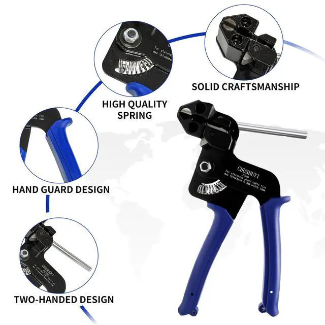 Alt view image 5 of 6 - Heavy Steel Cable Tie ToolStainless Steel Zip Tie Gun, Metal Tie Wrap Gun Kit, Duty Outdoor Adjustable Fastening Cutting Tie Tool Sets with 100pcs Self-Locking Metal Steel Zip Ties
