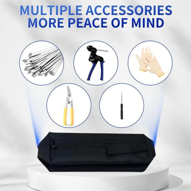 Alt view image 4 of 6 - Heavy Steel Cable Tie ToolStainless Steel Zip Tie Gun, Metal Tie Wrap Gun Kit, Duty Outdoor Adjustable Fastening Cutting Tie Tool Sets with 100pcs Self-Locking Metal Steel Zip Ties