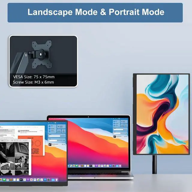 Alt view image 5 of 5 - Small Portable Monitor 10.5" 500 Nits 2000:1 FHD 1280P IPS Screen, Ultra-Slim Mini Monitor w/Kickstand & Dual Speaker, USB C HDMI HDR Portable Gaming Monitor, Travel Monitors for Laptop PCs