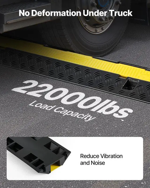 Alt view image 3 of 7 - Cable Protector Ramp, 22,000 lbs/axle Capacity, 2 Channel Heavy Duty Rubber Cord Hose Wire Cover, 1.3 x 1.2 in Channel, Traffic Speed Bump with Flip-Open Top Cover, for Indoor Outdoor, 1 Pack