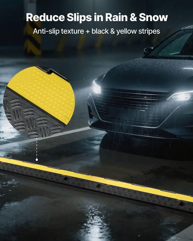 Alt view image 5 of 7 - Cable Protector Ramp, 22,000 lbs/axle Capacity, 2 Channel Heavy Duty Rubber Cord Hose Wire Cover, 1.3 x 1.2 in Channel, Traffic Speed Bump with Flip-Open Top Cover, for Indoor Outdoor, 1 Pack