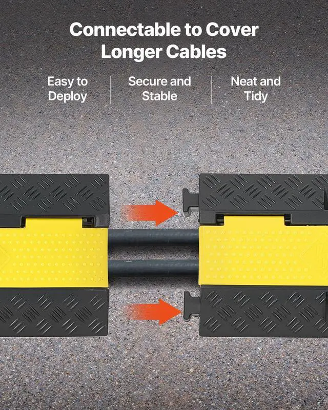 Alt view image 6 of 7 - Cable Protector Ramp, 22,000 lbs/axle Capacity, 2 Channel Heavy Duty Rubber Cord Hose Wire Cover, 1.3 x 1.2 in Channel, Traffic Speed Bump with Flip-Open Top Cover, for Indoor Outdoor, 1 Pack