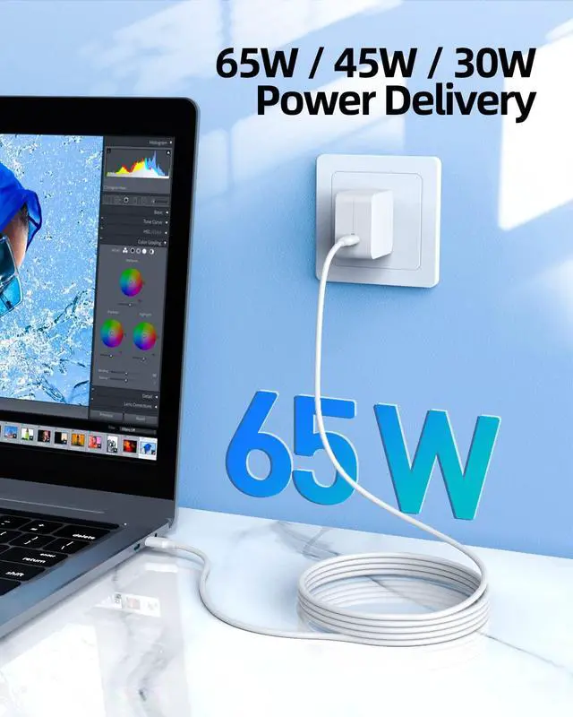 Alt view image 6 of 7 - 65W Fast GaN Charger for Samsung Galaxy Book Pro & Pro 360 Laptop (NP950QDB NP930QDB NP935QDC NP950XDB NP930XDB) Notebook 7 9, USB C Type C, Mini & Compact (60% Smaller), UL Certified, 7.5ft Cable