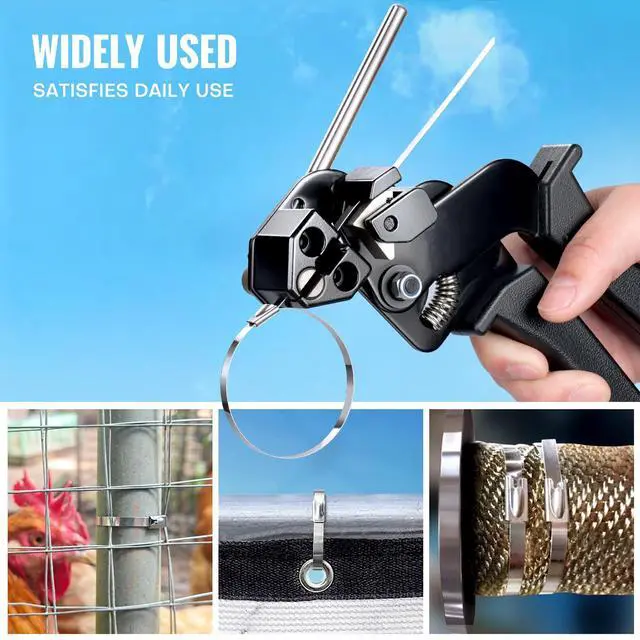 Alt view image 6 of 7 - Stainless Steel Cable Tie Gun Kit + 200 Pcs Metal Zip Ties | All-In-One Dual-Size (11.8" & 7.8") Fastener Set with Industrial Shears for Farm Fence & Wire Mesh Repair