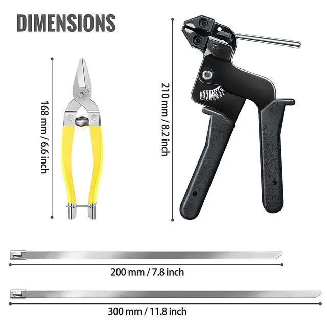 Alt view image 7 of 7 - Stainless Steel Cable Tie Gun Kit + 200 Pcs Metal Zip Ties | All-In-One Dual-Size (11.8" & 7.8") Fastener Set with Industrial Shears for Farm Fence & Wire Mesh Repair
