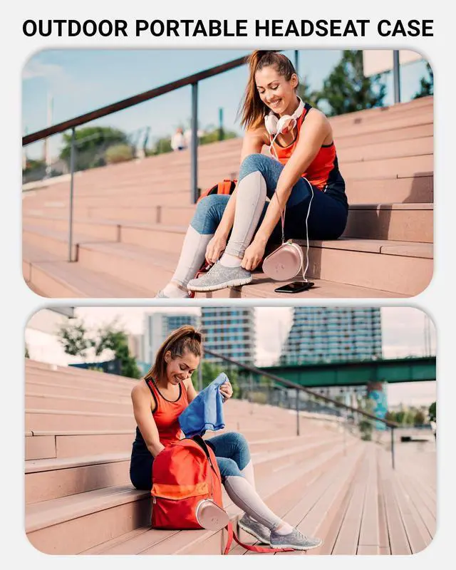 Alt view image 6 of 7 - Headphone Case for Beats Solo 4/3/2, Studio 3/ Pro, BERIBES/KVIDIO/TOZO | for SKULLCANDY / PICUN, Hard Shell EVA Travel Carrying Over-Ear Headphone Case, Mesh Bag for Cable, Handle Strap, Champagne