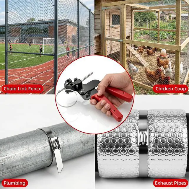 Alt view image 7 of 7 - Metal Zip Ties Gun Set, 200Pcs Stainless Steel Cable Ties, Red | Heavy Duty Stainless Steel Cable Tie Gun Kit with 8 inch & 12 Inch Zip Ties for Chain Link Fence, Chicken Coop, Exhaust Pipes