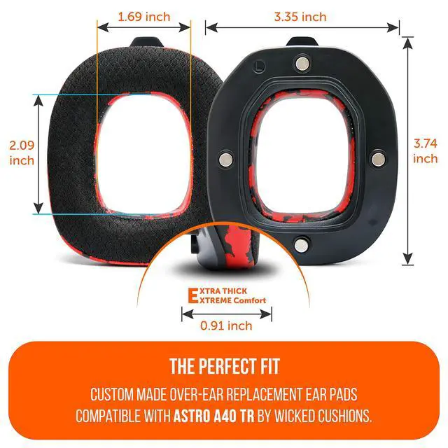 Alt view image 5 of 7 - Mod Kit A40 Cooling Gel Earpads + Headband Replacement Compatible with Astro A40 Gen 4 & A40 TR by Wicked Cushions | Enhanced Comfort, Cooling & Durability | Red Camo