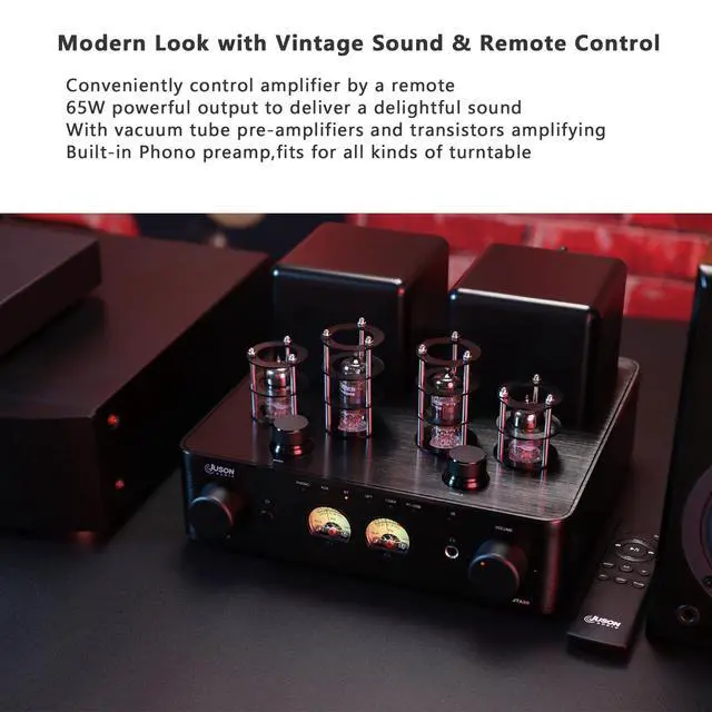 Alt view image 5 of 7 - Juson Audio JTA50 2025 50W x 2 Tube Amplifier | HiFi Class AB Amp with BT 5.0 | Phono Preamp | Headphone Tube Amp | USB/Coax/AUX/Opt in,Subwoofer Out | 2.1CH Amplifier for Turntable and CD Player