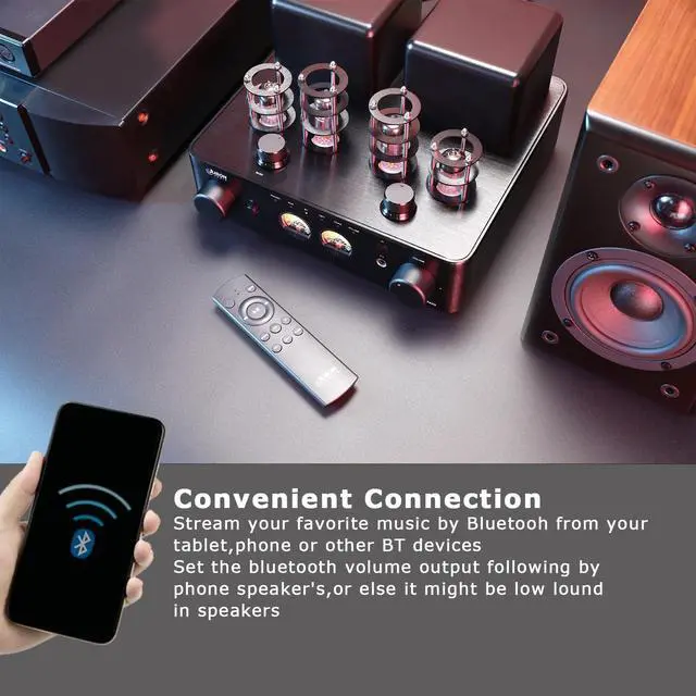 Alt view image 7 of 7 - Juson Audio JTA50 2025 50W x 2 Tube Amplifier | HiFi Class AB Amp with BT 5.0 | Phono Preamp | Headphone Tube Amp | USB/Coax/AUX/Opt in,Subwoofer Out | 2.1CH Amplifier for Turntable and CD Player