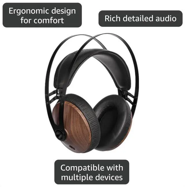 Alt view image 3 of 7 - Meze 99 Classics Wired Wooden Closed Back Over Ear Headphones with Microphone (Walnut/Black)