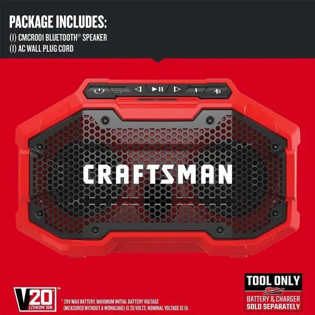 Alt view image 2 of 7 - V20 Wireless Portable Bluetooth Speaker, Tool Only (CMCR001B), Red