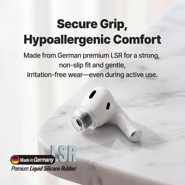 Alt view image 2 of 7 - Crystal AirPods Pro 3 Ear Tips, Secure-Fit Silicone Replacement Tips | Grippy Surface for Active Lifestyle, Hypoallergenic Silicone, Compatible with Airpods Pro 3
