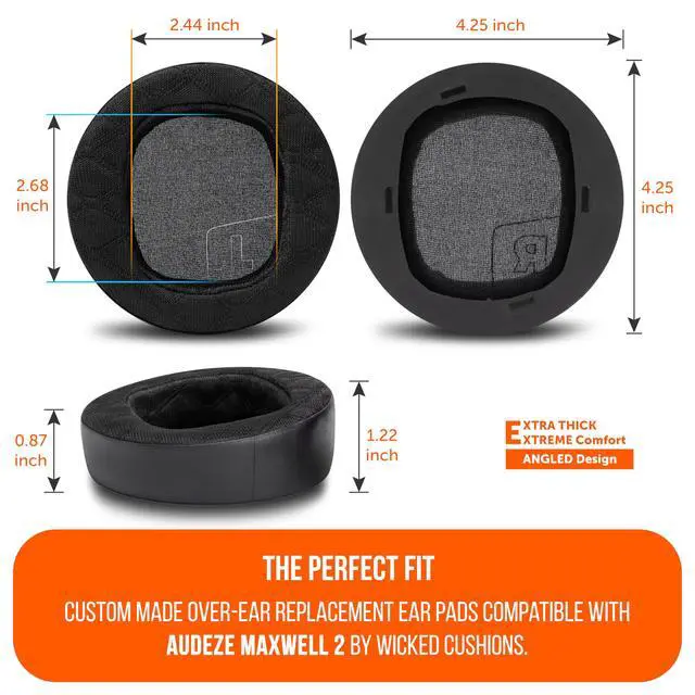 Alt view image 5 of 7 - Mod Kit Maxwell 2 - Earpads, Headband & Side Plates for Audeze Maxwell 2 | Made by Wicked Cushions | Extra Wide Silicone Headband, Magnetic Plates & Gel Earpads | For Maxwell 2 & 2ANC | Black