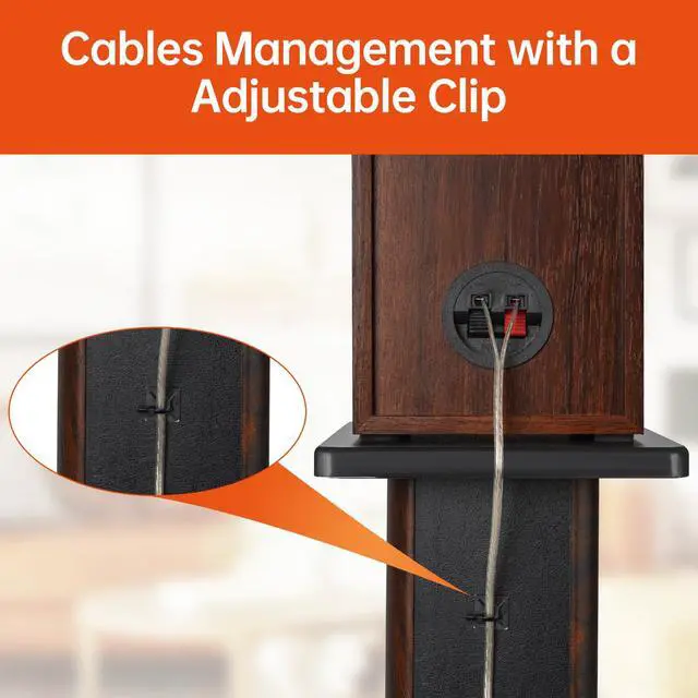 Alt view image 5 of 7 - Pair-16 Inch (40CM)-Wood Speaker Stands, 110lbs Weight Capacity | for Home-Cinema HiFi Desktop and Satellite Speakers Monitor Stands, Enhanced Audio Listening Experience for Home Theaters
