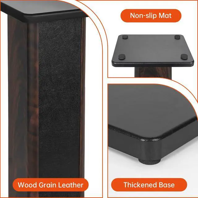 Alt view image 6 of 7 - Pair-16 Inch (40CM)-Wood Speaker Stands, 110lbs Weight Capacity | for Home-Cinema HiFi Desktop and Satellite Speakers Monitor Stands, Enhanced Audio Listening Experience for Home Theaters