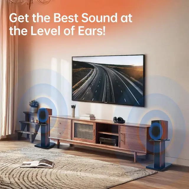 Alt view image 7 of 7 - Pair-16 Inch (40CM)-Wood Speaker Stands, 110lbs Weight Capacity | for Home-Cinema HiFi Desktop and Satellite Speakers Monitor Stands, Enhanced Audio Listening Experience for Home Theaters
