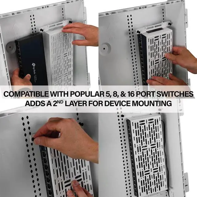 Alt view image 3 of 6 - OnQ5-Inch Mounting Plate for Enclosures Customizable Accessory for Media Panels, Structured Wiring, and Home Networking - 5" Width x 1.5x Depth - Includes Clips & Cable Mangement - AC1050-EMK