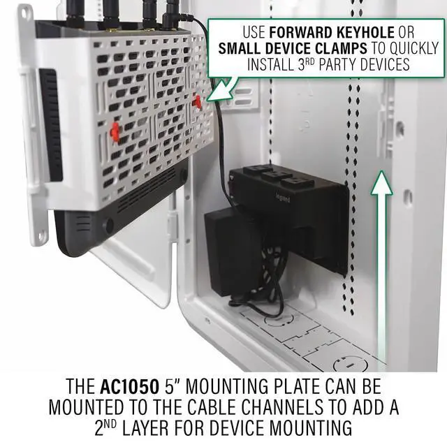 Alt view image 5 of 6 - OnQ5-Inch Mounting Plate for Enclosures Customizable Accessory for Media Panels, Structured Wiring, and Home Networking - 5" Width x 1.5x Depth - Includes Clips & Cable Mangement - AC1050-EMK