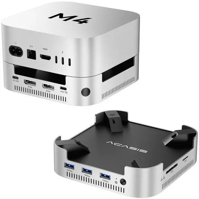Main image of 40Gbps Mac mini M4 Dock & Stand with Dual-Bay NVMe SSD Enclosure | Aluminum DP Hub for Mac mini M4 and M4 Pro 2024, 4K60Hz DP, 3X10G USB A, PD 30W, SD/TF 4.0, Support Dual SSD B+M M-Key