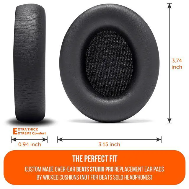 Alt view image 6 of 7 - PadZ Studio Pro - Extra Thick Earpads for Beats Studio PRO Made by Wicked Cushions | Upgraded PU Leather, Larger Ear Opening, Enhanced Foam | Black