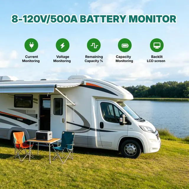 Alt view image 5 of 7 - AILI TR16 Shunt Battery Monitor, 8-120V up to 500A Voltage Current Meter, State of Charge Display up to 999AH, Compatible with LiFePO4 Lithium AGM Gel for RV Camper Caravan Boat Solar Off-Grid