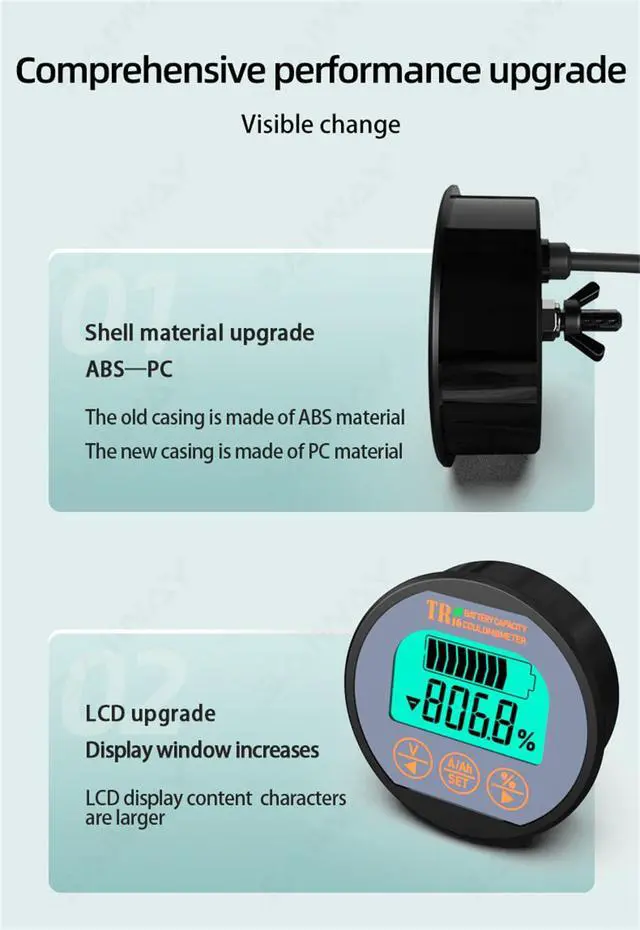 Alt view image 7 of 7 - AILI TR16 Shunt Battery Monitor, 8-120V up to 500A Voltage Current Meter, State of Charge Display up to 999AH, Compatible with LiFePO4 Lithium AGM Gel for RV Camper Caravan Boat Solar Off-Grid