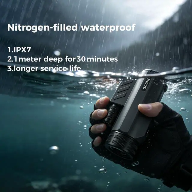 Alt view image 3 of 7 - Waterproof Monocular Telescope | Lightweight with Travel Bag, Compact, 12X Magnification, Wide Field of View for Bird Watching, Hunting, Hiking, Camping (12x32, Dark Grey)