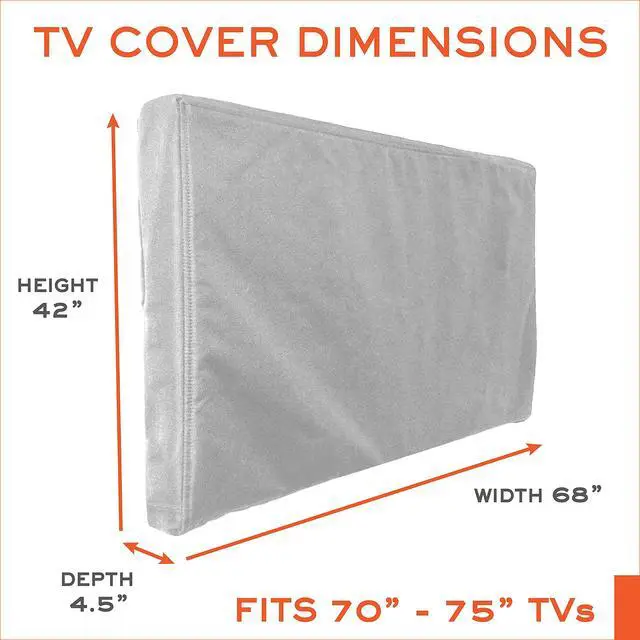 Alt view image 2 of 6 - Outdoor TV Cover 70-75 inch - with Zipper, Weatherproof, Waterproof 360 Degrees Protection, Soft Non Scratch Interior - Gray