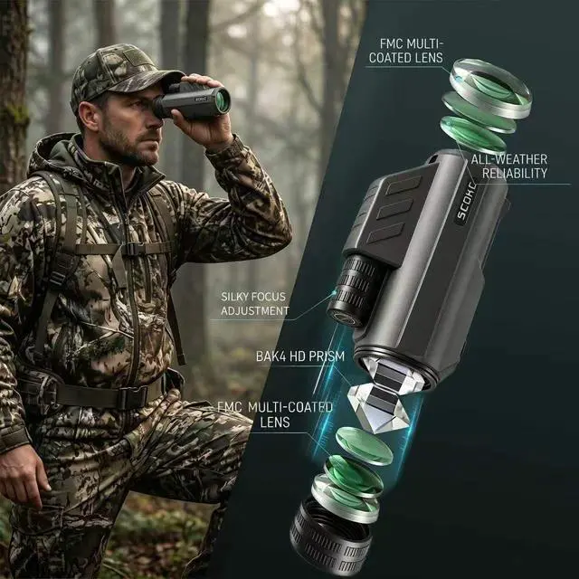 Alt view image 5 of 7 - Waterproof Monocular Telescope | Lightweight with Travel Bag, Compact, 12X Magnification, Wide Field of View for Bird Watching, Hunting, Hiking, Camping (12x32, Dark Grey)