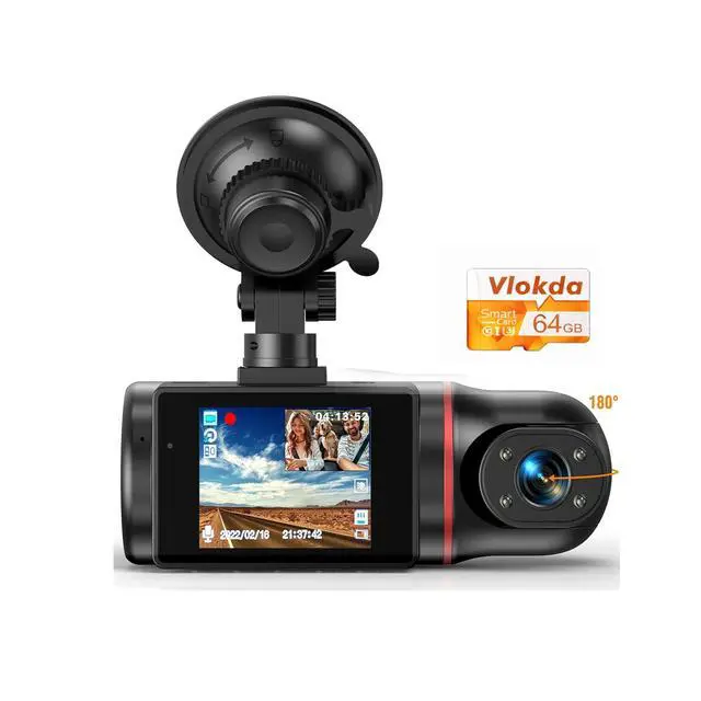 Alt view image 2 of 7 - Dual Dash Cam Front and Inside with 64GB Card | 1080P Dash Camera for Cars with Infrared Night Vision, Loop Recording,G-Sensor Car Camera for Uber Lyft Taxi Driver