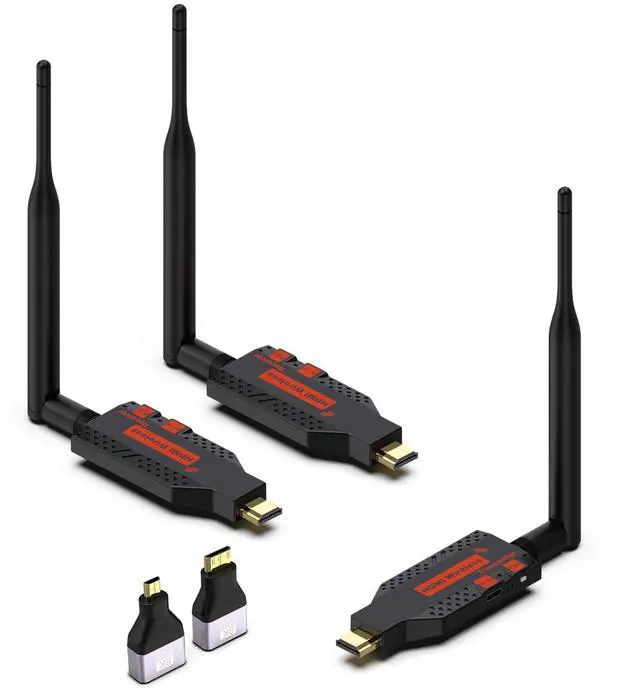 Main image of Wireless HDMI,One Transmitter and Two Receiver, 330FT/100M 4K Decode 1080P Output,Plug & Play Portable 2.4G/5G Wireless HDMI Extender Kit Support Simultaneous Playback on Multiple Devices (1 TX+2 RX