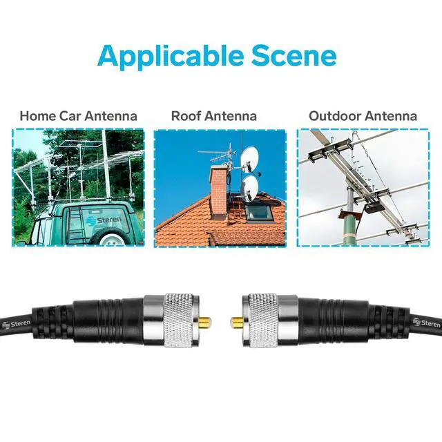Alt view image 5 of 7 - RG8X Coaxial Cable 50 ft, CB Coax Cable with PL259 UHF Connectors, Male to Male Low Loss 50 Ohm for HAM Radio, LMR400, Antenna Analyzer