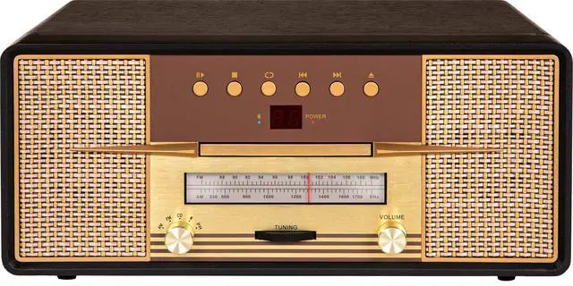 Alt view image 6 of 7 - CR7016A-MA Rhapsody 7-in-1 Record Player, Mahogany | 3-Speed Turntable, Bluetooth In, Built-in Full-Range Stereo Speakers, AM/FM Radio, CD Player