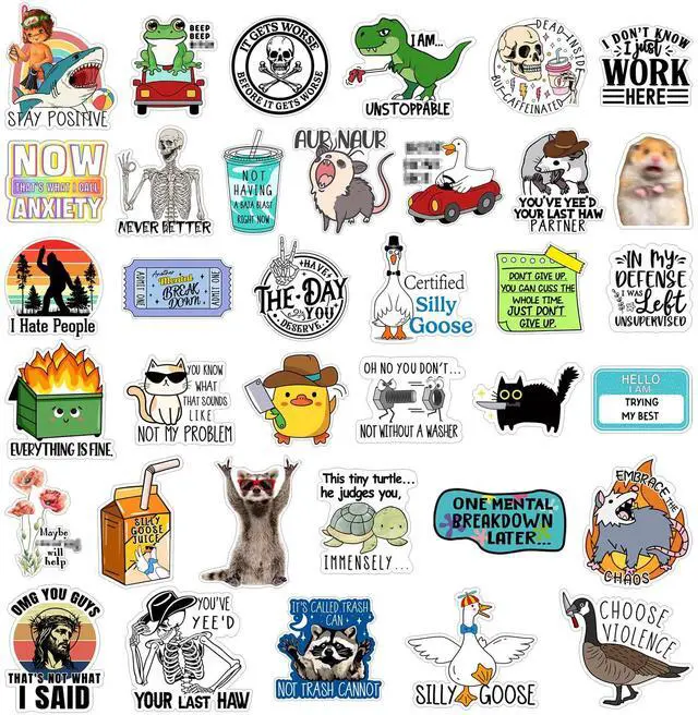 Main image of 400 Pcs Funny Stickers for Adults Waterproof Vinyl Sarcastic Stickers Meme Decals for Water Bottles, Laptop, Phone, Hard Hats, Journal, Scrapbook