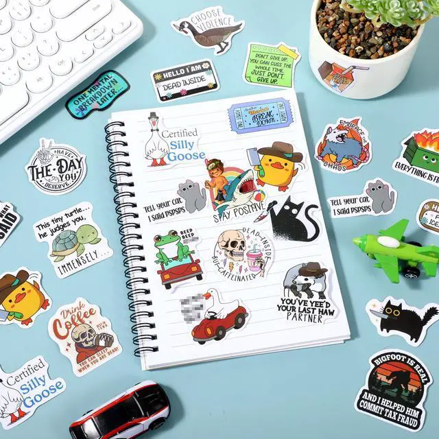Alt view image 5 of 6 - 400 Pcs Funny Stickers for Adults Waterproof Vinyl Sarcastic Stickers Meme Decals for Water Bottles, Laptop, Phone, Hard Hats, Journal, Scrapbook