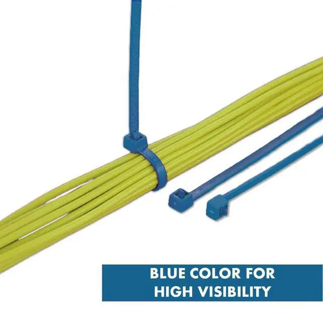 Alt view image 6 of 6 - Metal Detectable Blue Zip Ties 100 Pcs, 11 Inch, 50 Lbs Test | Iron Infused Cable Ties, Self-Locking, Metal Detector Compatible