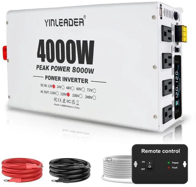 Main image of 4000W Power Inverter 12V to 110V/120V, Solar Inverter Remote for RV Camping Off-Grid Solar Inverter Systems