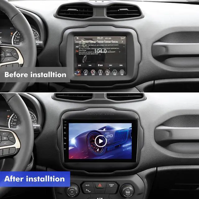 Alt view image 2 of 7 - 9 Inch IPS Touchscreen Android 14 Car Stereo for Jeep Renegade 2015-2020 with Wireless CarPlay & Android Auto 2+64GB Car Radio, Support WiFi 6, Bluetooth,5.4, Backup Camera, SWC