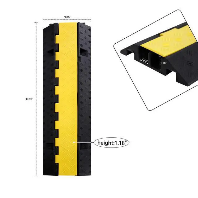 Alt view image 2 of 7 - Rubber Cable Ramp Cord Cover Cable Protector Ramps Wire Hose Protective 22000Lbs Load Capacity Traffic 2 Channel Speed Bump for Asphalt Concrete Gravel Driveway Indoor Outdoor, 3 Packs