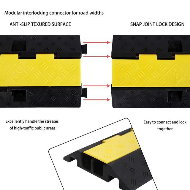 Alt view image 3 of 7 - Rubber Cable Ramp Cord Cover Cable Protector Ramps Wire Hose Protective 22000Lbs Load Capacity Traffic 2 Channel Speed Bump for Asphalt Concrete Gravel Driveway Indoor Outdoor, 3 Packs